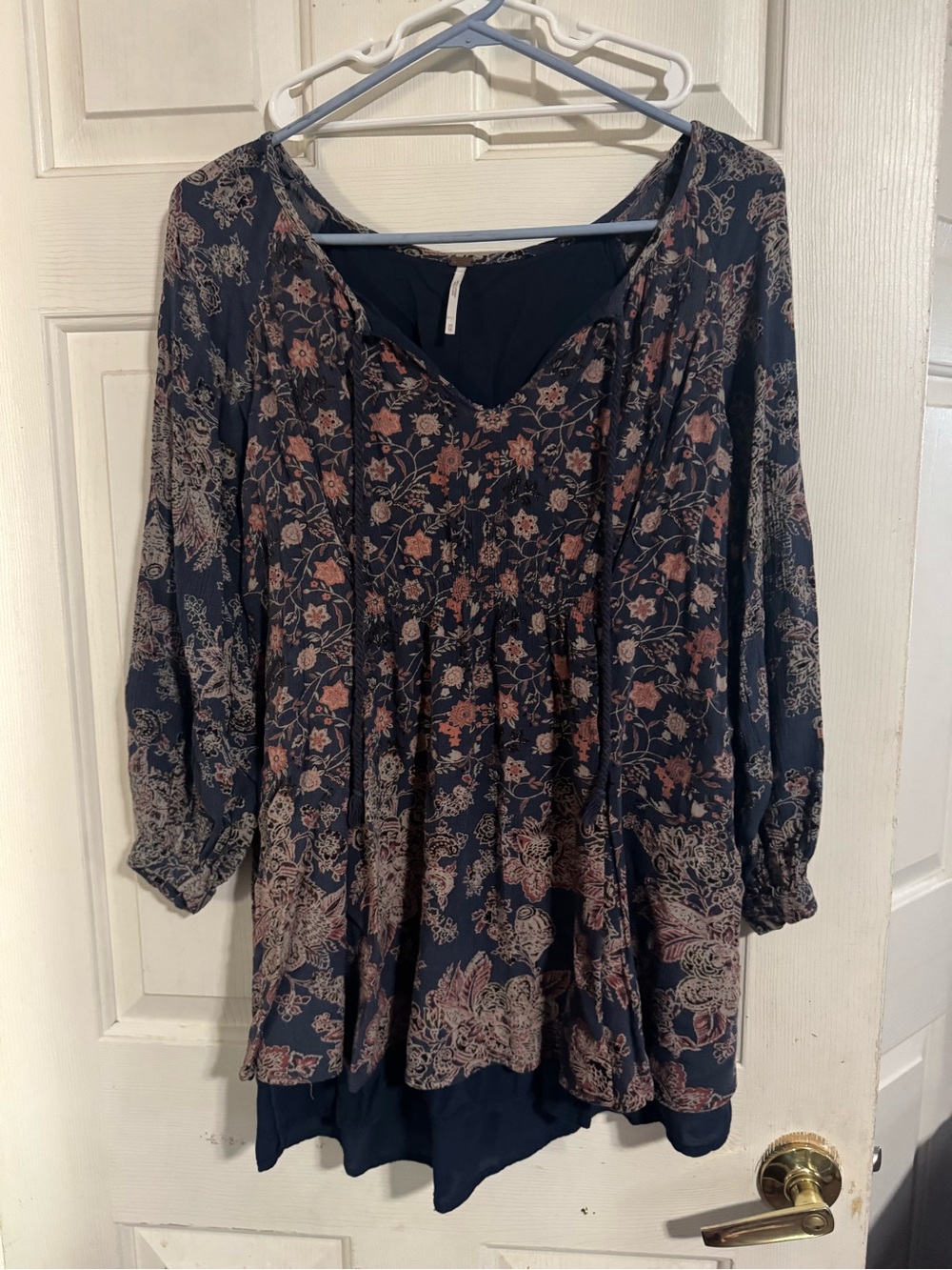 Women's Floral Navy Free People Mini Dress- Navy Pink Floral